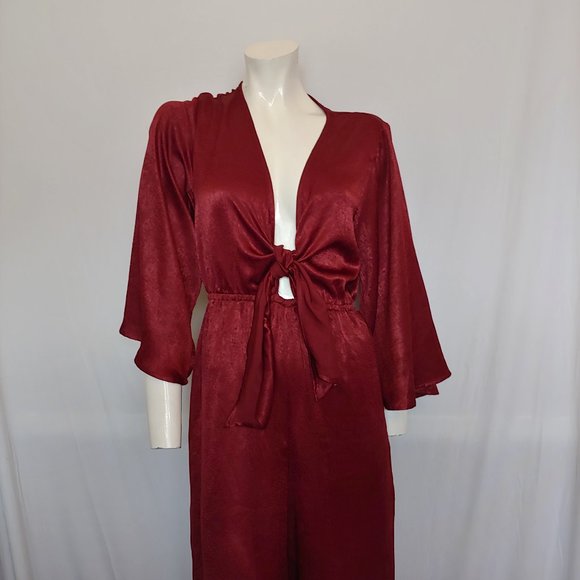 Perfectly Priscilla Pants - Perfectly Priscilla Classic Attraction palazzo maroon wine colored jumpsuit NWT